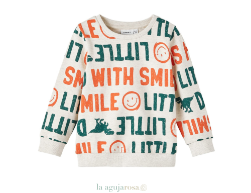 SUDADERA DE ENTRETIEMPO DE NIÑO EN ALGODÓN ORGÁNICO LETRAS DE BESTSELLER