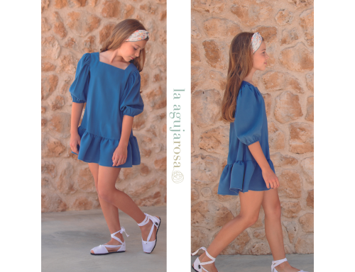 VESTIDO DE LA COLECCIÓN MIKONOS AZUL DE EVE CHILDREN