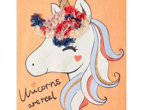 CAMISETA NIÑA DE ALGODÓN UNICORNIO LETRAS DE BESTSELLER