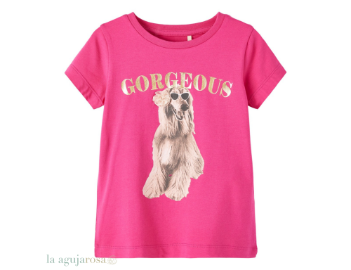 CAMISETA NIÑA DE MANGA CORTA EN ALGODÓN ORGÁNICO PERRO ARCOIRIS DE BESTSELLER