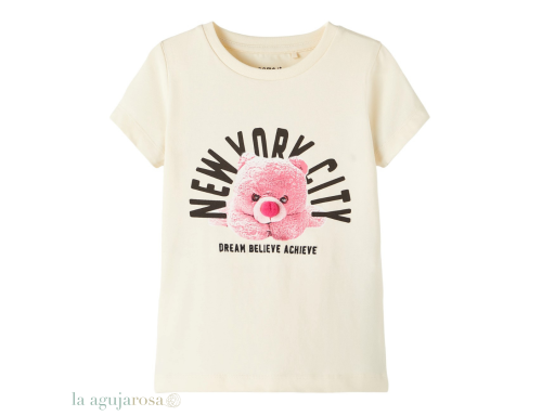 CAMISETA NIÑA DE MANGA CORTA EN ALGODÓN ORGÁNICO OSITO LETRAS DE BESTSELLER