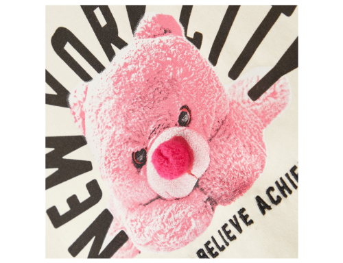 CAMISETA NIÑA DE MANGA CORTA EN ALGODÓN ORGÁNICO OSITO LETRAS DE BESTSELLER