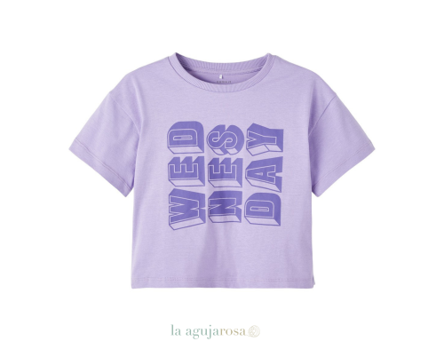 CAMISETA NIÑA CORTA DE ALGODÓN ORGÁNICO MORADO DE BESTSELLER
