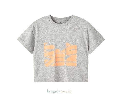 CAMISETA NIÑA CORTA DE ALGODÓN ORGÁNICO GRIS DE BESTSELLER