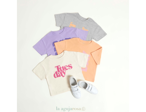 CAMISETA NIÑA CORTA DE ALGODÓN ORGÁNICO GRIS DE BESTSELLER