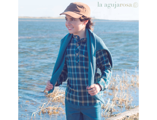 CAMISA DE NIÑO DE CUADROS VERDES Y BEIGES DE EVE CHILDREN
