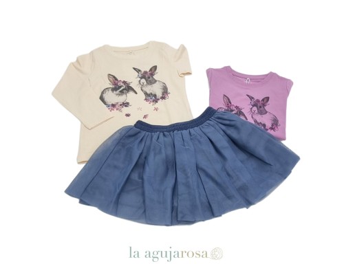 CONJUNTO DE 2 CAMISETAS CON FALDA DE TULL AZUL DE BESTSELLER