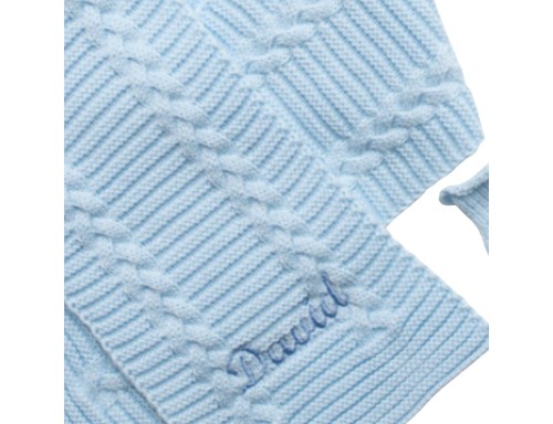 BUFANDA Y GORRO P. DOBLE LIN TRENZAS CELESTE DE JULIANA