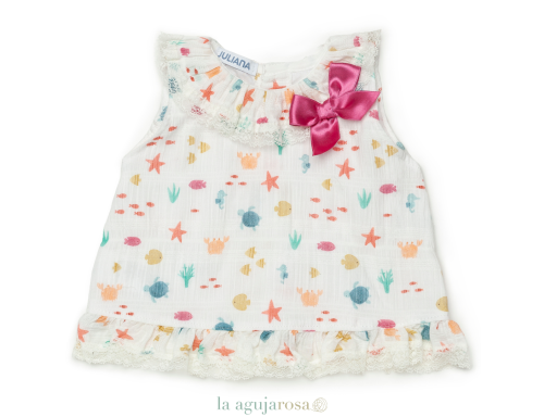 CONJUNTO BRAGA TELA ESTRELLAS DE MAR DE LA COLECCIÓN FUSTERA DE JULIANA