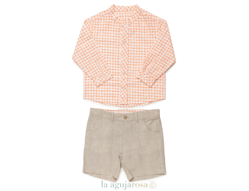 CONJUNTO CAMISA NIÑO CUADROS EN TALLAS GRANDES DE JULIANA