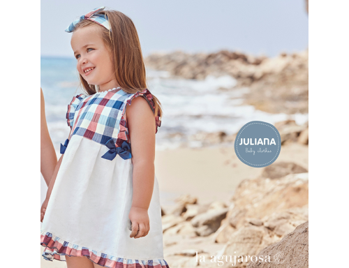 VESTIDO CORTADO CINTURA PECHERÍN CUADROS DE LA COLECCIÓN ADVOCAT DE JULIANA