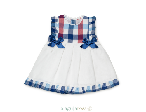 VESTIDO CORTADO CINTURA PECHERÍN CUADROS DE LA COLECCIÓN ADVOCAT DE JULIANA