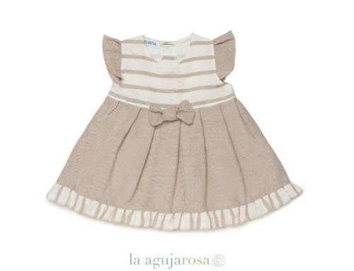 VESTIDO CORTADO CINTURA PECHERÍN RAYADO DE JULIANA