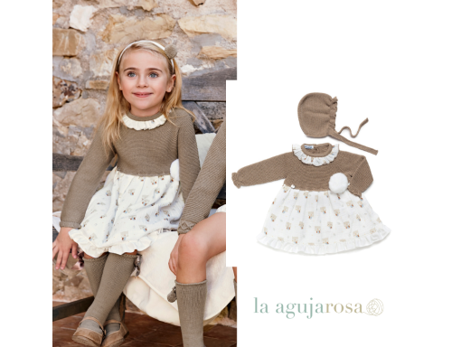 VESTIDO CUERPO PUNTO BUHOS DE LA COLECCIÑÓN RISUEÑA  DE JULIANA