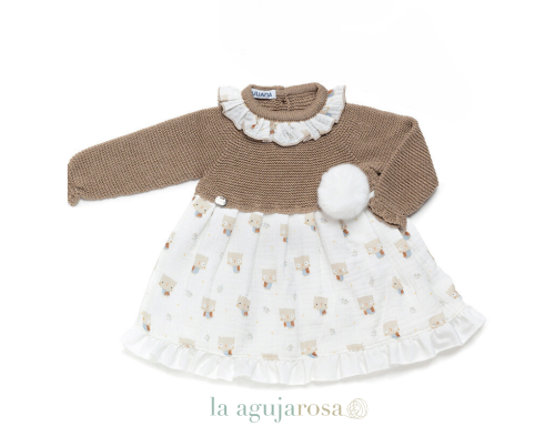 VESTIDO CUERPO PUNTO BUHOS DE LA COLECCIÑÓN RISUEÑA  DE JULIANA