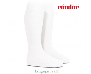 CALCETINES ALTOS BÁSICOS PUNTO LISO BLANCOS