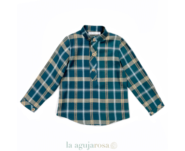 CAMISA DE NIÑO DE CUADROS VERDES Y BEIGES DE EVE CHILDREN 2