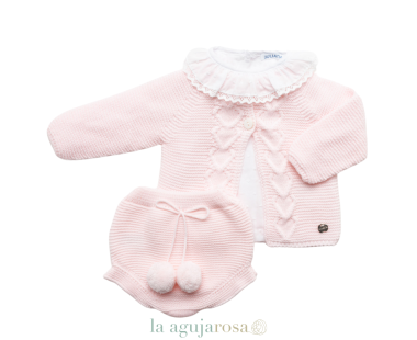 CONJUNTO CON CHAQUETA Y BRAGA DE PUNTO ROSA DE JULIANA