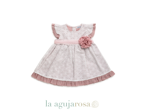 VESTIDO CORTADO CINTURA ENCAJE FLOR DE LA COLECCIÓN OSTRO DE JULIANA