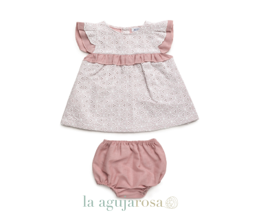 VESTIDO CORTO CON BRAGA ENCAJE DE LA COLECCIÓN OSTRO DE... 2