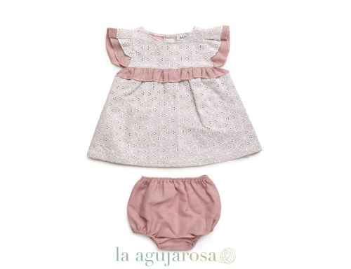 VESTIDO CORTO CON BRAGA ENCAJE DE LA COLECCIÓN OSTRO DE JULIANA