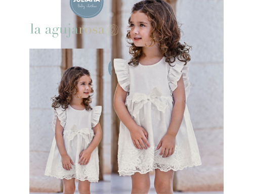 VESTIDO CORTADO A LA CINTURA DE ENCAJE DE LA COLECCIÓN GRECALE DE JULIANA