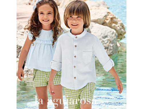 CONJUNTO CAMISA NIÑA CUADROS 2 BOLSILLOS DE LA COLECCIÓN PONIENTADA DE JULIANA