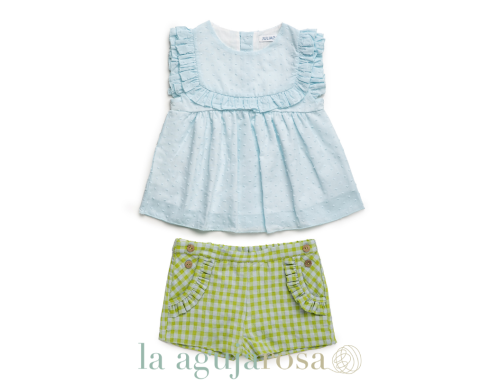 CONJUNTO CAMISA NIÑA CUADROS 2 BOLSILLOS DE LA COLECCIÓN PONIENTADA DE JULIANA