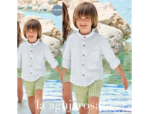 CONJUNTO CAMISA NIÑO CUADRITOS DE LA COLECCIÓN PONIENTADA DE JULIANA