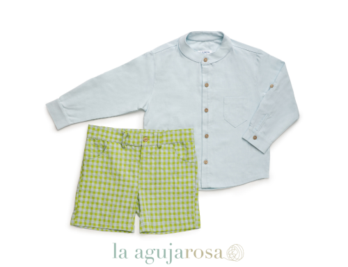 CONJUNTO CAMISA NIÑO CUADRITOS DE LA COLECCIÓN PONIENTADA DE JULIANA