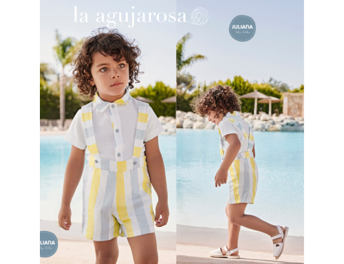 CONJUNTO CAMISA NIÑO RAYADO TIRANTES DE LA COLECCIÓN GARBÍ DE JULIANA