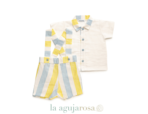 CONJUNTO CAMISA NIÑO RAYADO TIRANTES DE LA COLECCIÓN GARBÍ DE JULIANA