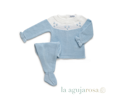 CONJUNTO 2P. LIN CANESÚ BODOQUES CELESTE/BLANCO DE JULIANA