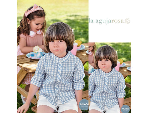 CONJUNTO CAMISA NIÑO CUADRITOS PLUMETI DE LA COLECCIÓN TIVANO DE JULIANA