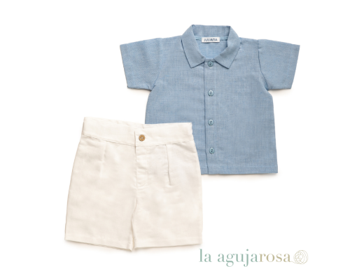 CONJUNTO CAMISA NIÑO LINO DE LA COLECCIÓN GRECALE DE JULIANA