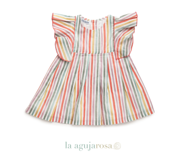 VESTIDO CORTADO CINTURA RAYADO DE LA COLECCIÓN ÁBREGO DE... 2