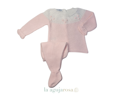 CONJUNTO 2P. LIN CANESÚ BODOQUES ROSA/BLANCO DE JULIANA