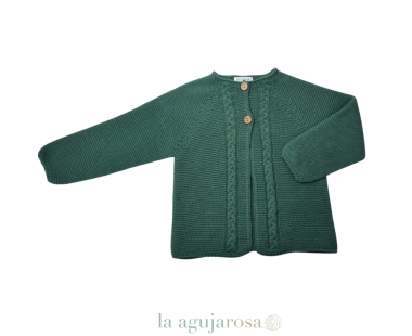 CHAQUETA NIÑO 2 TRENZAS VERDE MUSGO DE  JULIANA