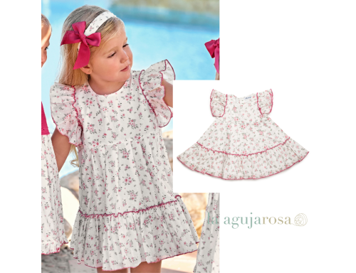 VESTIDO 2 VOLANTES FLORECITAS DE PLUMETI DE LA COLECCIÓN LLEVANTERA DE JULIANA