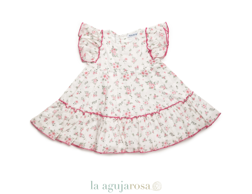 VESTIDO 2 VOLANTES FLORECITAS DE PLUMETI DE LA COLECCIÓN LLEVANTERA DE JULIANA