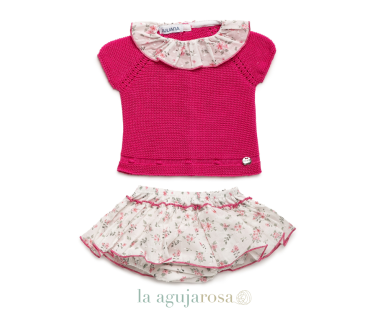 CONJUNTO BRAGA FALDA FLORECITAS DE PLUMETI DE LA...