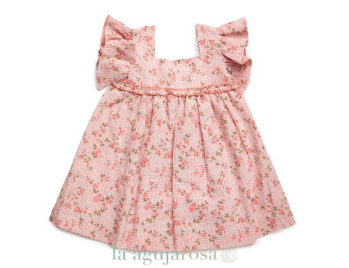 VESTIDO CUADRITOS FLORECITAS DE LA COLECCIÓN GREGAL DE JULIANA