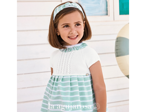 VESTIDO CUERPO DE PUNTO RAYAS TRENZAS DE LA COLECCIÓN LLEBEIG DE JULIANA