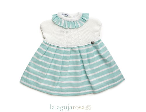 VESTIDO CUERPO DE PUNTO RAYAS TRENZAS DE LA COLECCIÓN LLEBEIG DE JULIANA