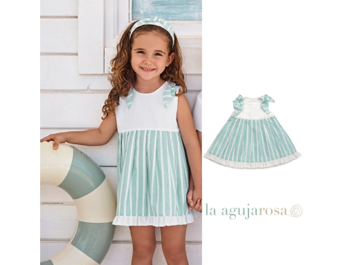 VESTIDO CORTADO A LA CINTURA RAYADO DE LA COLECCIÓN LLEBEIG DE JULIANA