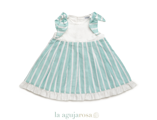 VESTIDO CORTADO A LA CINTURA RAYADO DE LA COLECCIÓN LLEBEIG DE JULIANA