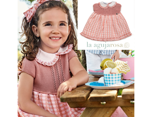 VESTIDO CUERPO DE PUNTO CUADRITOS PLUMETI DE LA COLECCIÓN CIERZO DE JULIANA