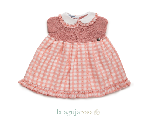 VESTIDO CUERPO DE PUNTO CUADRITOS PLUMETI DE LA COLECCIÓN CIERZO DE JULIANA