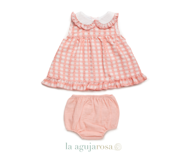 VESTIDO CORTO DE CUADRITOS CON BRAGA LISA DE LA COLECCIÓN... 2