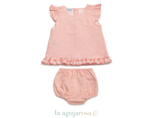 CONJUNTO TELA GASA VOLANTE CUADROS DE LA COLECCIÓN CIERZO DE JUALIANA